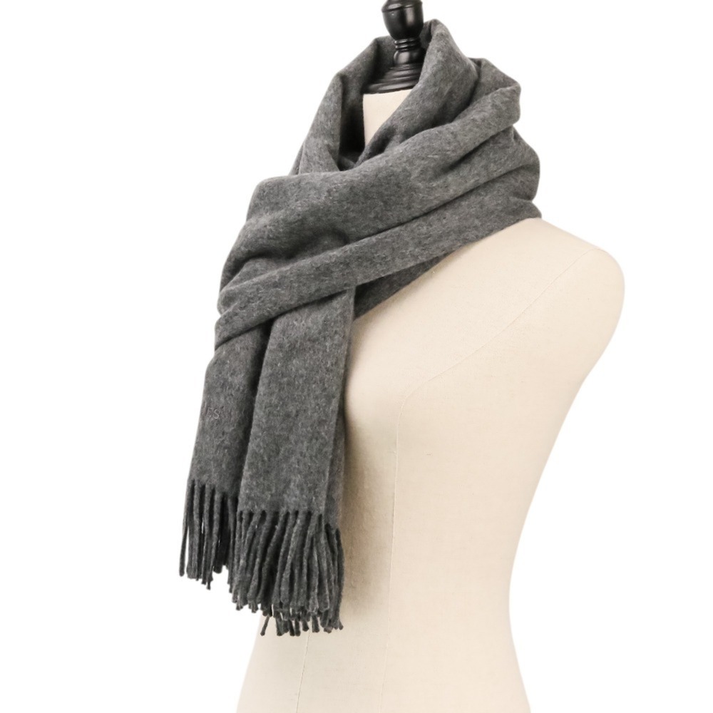 Hermes 100% Cashmere Fringe Large Stole/Scarf, Gray, Women's - Picture 5 of 8
